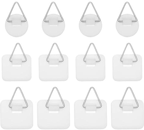 12 Stück Bilderhaken Selbstklebend - Klebehaken für Bilder, Bildaufhänger Selbstklebend,3 Formen Bilder Aufhängen ohne Bohren für Kreativität beim Dekorieren Küche, Wanddekoration