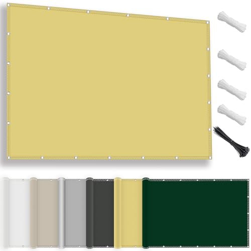 Sonnensegel wasserdicht, rechteckig 2x4M, Sonnenschutz Terrasse, UV-Schutz, wetterfest, ohne Bohren. Hergestellt aus 100% Polyester, Schattierungsnetz mit Ösen und Seil für Pergola, Sandfarbe