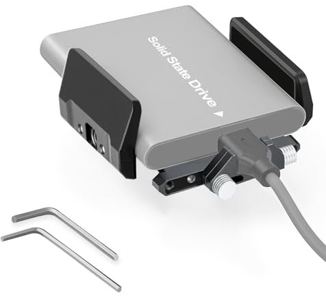 EMART Halterung SSD-Halterung mit Kaltschuh-Kabelklemme, 4,1 cm - 6,6 cm für Samsung T5 T7 SSD SanDisk kompatibel mit BMPCC 4K 6K iPhone Pro Max Kamerakäfig