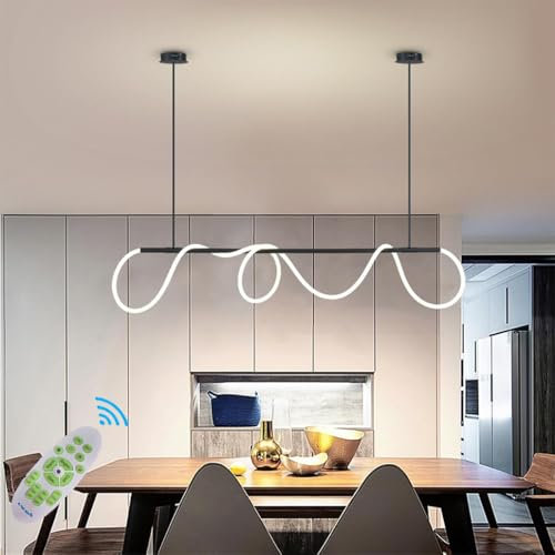 Pendelleuchte LED Esszimmerlampe Linear Hängelampe Dimmbar Mit Fernbedienung Wohnzimmer Hängeleuchte 360° Drehbare Hängend Lampe Für Küchen Büro Esstisch Kronleuchter (L100CM)
