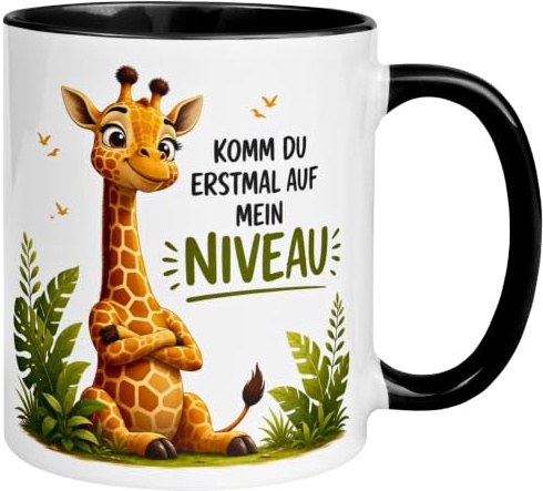 Giraffen Geschenke Tasse | Komm du erstmal auf mein Niveau | Zoo Dschungel