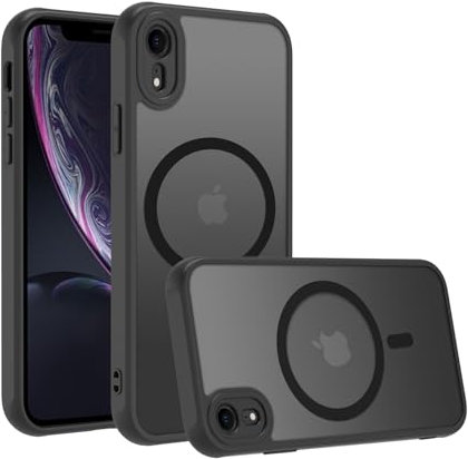 EUMADOVE für iPhone XR Hülle Stoßfest Militärstandard FallSchutz Handyhülle, Mattierte Durchscheinende Rückseite Schutzhülle, Anti-Fingerabdruck Schwarz