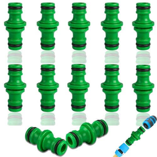 MOAZIFI 12 Stück Schlauchverbinder 1/2 Zoll, Schlauchkupplung 1/2 Zoll, Verlängerung Kupplung, Für Gartenschlauch Kupplung, Verbindungsteil Zwei Wege Kupplung Für Garten Und Haus Wasserhahn(Grün)