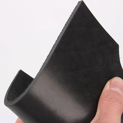 AIXILAN Materiale in Similpelle, Tessuto in Pelle, Primo Strato di Pelle conciata al vegetale, Vera Pelle di Mucca, intagliata, Colore Nero, Spessore 4 mm, Vernice for Pelle, Colore Nero(40x40cm)