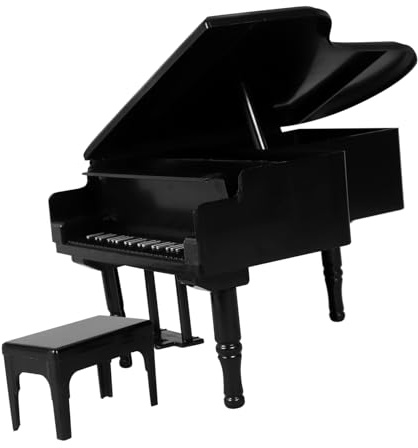 TOYANDONA Miniatur Klavier Und Stuhl Für Puppenhaus Hochwertiges Musikinstrument Modell Robuster Und Sicherer Puppenhaus Zubehör Detailreiche Dekoration Für Miniaturhäuser Schwarz
