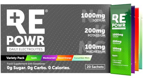 Variety 20's Mix 2 - Electrolytes Sachets with Natural Desert Salt | No Sugar. No Artificial Sweeteners. 1000mg Sodium. 200mg Potassium. 100mg Magnesium. Vegan, Keto and Fasting Friendly.