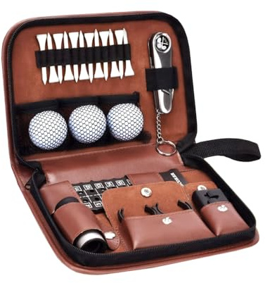 MiOYOOW Kit di Attrezzi da Golf, Borsa in PU per Golf con Gadget Durevoli e Impermeabile, Accessori da Golf Multifunzionale e Portatili per Uomini e Donne