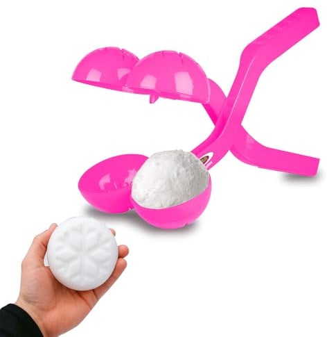 JAMARA 461150 Snow Play Schneeballzange Duo 38cm - Kinder Schneeball Snow Zange, Schneekugel Maker, Geschenkidee für Jungen und Mädchen, Schneebälle in Sekunden Formen, Pink