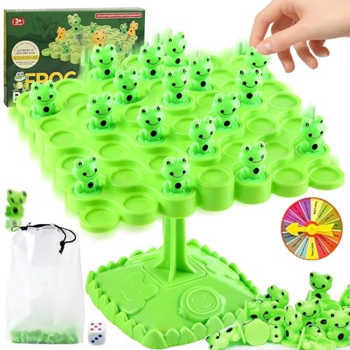 Tylices 48Pcs Frog Balance Game, Frog Balance Maths Games, Balance Board Kids for Family Gathering Party, Balance Tree Set Multiplayer Desktop Stacking Interactive Toys for 3-9 Years Old Boys Girls