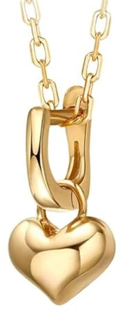 Bishilin Gold Kette 585 Echtgold, Damen Halskette Anhänger Herz Kette Gold 45CM für Hochzeit Frauen