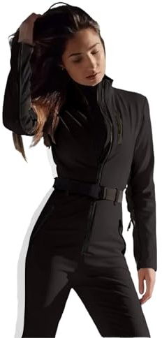 Generisch Skianzug Damen Einteiler Warm Schneeanzug Damen Overall Atmungsaktiv Skianzüge Elegant Winddicht Skioverall Winter Eng Skianzug Warme Winteranzug Taschen mit Reißverschluss Skisuit