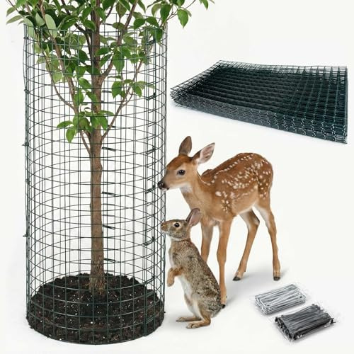 FTLKIBMD 8 Pack Extra Tall Plant Protectors from Animals, 12x24 Wire Garden Cages for Large Plants Shrubs, 2mm Heavy Duty Metal Mesh Guard for Deer Rabbits, Reusable Garden Protection with Stakes