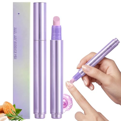 2Pcs Cuticle Pusher Oil Pen, 3-in-1 Cuticle Remover Nail Oil Pen, Cuticle Remover Nail Oil Pen with Ceramic Tip, Nail Strengthener and Growth Polish, for Hangnails, Dry & Damaged Nails