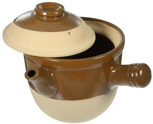 COOPHYA 2l Chinese Clay Pot for Cooking with Anti-scalding Handle and Good Heat Storage, Pottery Clay Casserole Cooking Pot for Making Rice Noodles and Soup