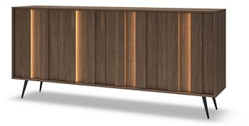 Masseno Kommode DAVANTI 183,3 cm Sideboard mit Schubladen und 6 Türen für Wohnzimmer Schlafzimmer Modern 183,3x40x82,6 cm Eichefarben