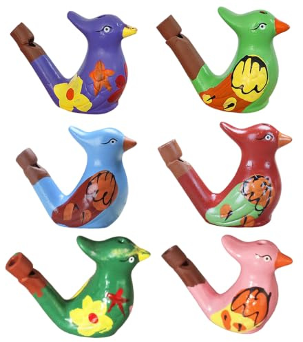Ngbbby Vogel-Wasserpfeifen, 6 Stück, Vogelpfeife, Pfeife für Kinder, niedliche lustige Keramik-Wasserpfeifen für Spieldekorationen