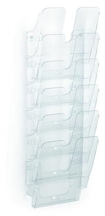 Durable Prospekthalter Wand (Flexiplus 6 Zeitschriftenhalter A4 Hochformat) 1 Set, transparent, 1700008401