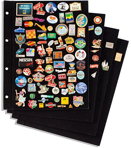 Leuchtturm 339966 Tafeln für Pin-Album mit schwarzem Samtbezug, 4er-Pack
