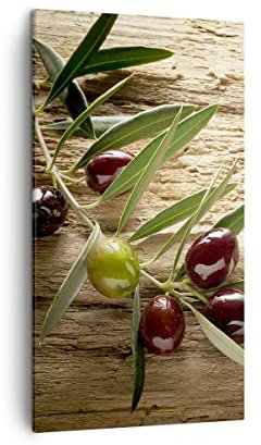 Bilder auf Leinwand Oliv italien aroma diät Leinwandbild mit Rahmen 45x80cm Wandbilder Dekoration Wohnzimmer Schlafzimmer Küche Deko Klein Wanddeko Bild Wand Kunstdruck Art Wall Canvas PA45x80-2420