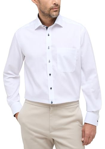 ETERNA Langarm Hemd COMFORT FIT Pinpoint unifarben mit Classic Kent Kragen- Gr. 45 EU, Weiß