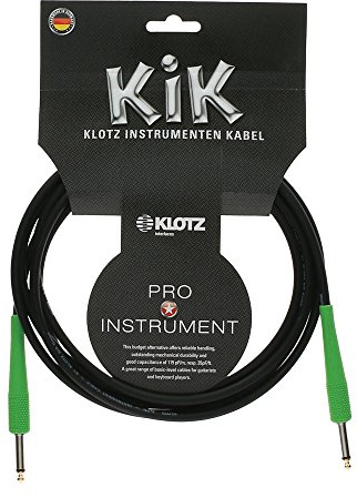 Klotz KIKC3-0PP4 Instrumentenkabel mit farbigen Hülsen, 6,35 mm gerade auf gerade, 3 m, frisches Grün
