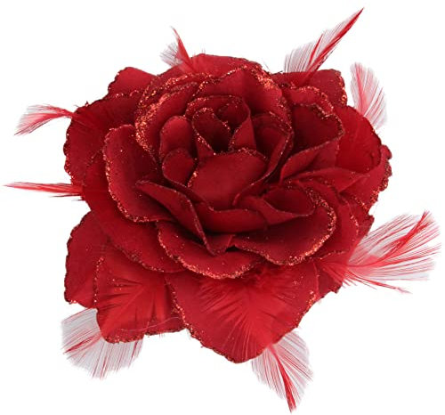 Rote Rose Haarspange Große Rose Fascinator Blume Haarspange Rot Haarschmuck Clips Elastische Hochzeit Haarblume 1 Stück