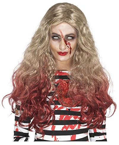 Horror-Shop Blutige Zombie Perücke mit roten Spitzen für Dein Untoten Kostüm an Halloween