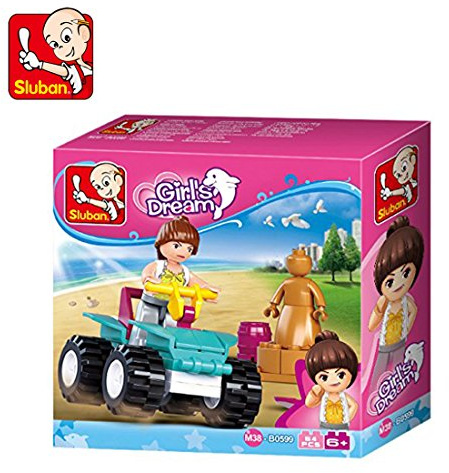 Sluban Klemmbausteine Sluban SL95369, Quad-Fahrzeug (54 Teile) [M38-B0599], Spielset, Klemmbausteine, City, mit Spielfigur, Mädchenträume, Multi-Colors, Sluban_M38-B0599