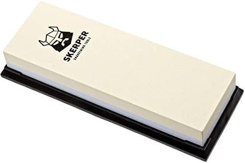 Pierre à Aiguiser Skerper Basic SH002 Grain 1000/3000, Pour Redonner un Tranchant Rasoir à vos Couteaux de Cuisine ou de Poche