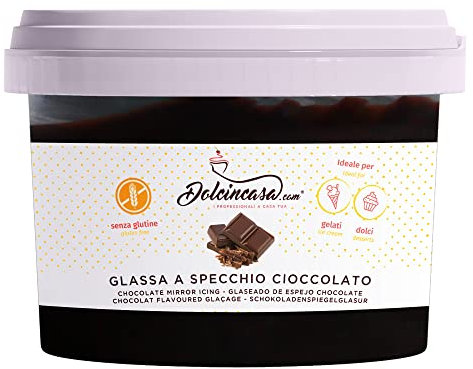 Dolcincasa.com Essbare Schokolade Spiegel Glasur Perfekt für die Dekoration Glasur Zuckerguss Kuchen Gebäck Desserts Ideal für Profis & Anfänger 500gr