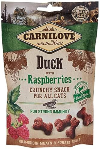 Carnilove Crunchy Snack Duck & Raspberries Leckerlis für Katzen, 50 g, 31 x 1,61 g, insgesamt 50 g