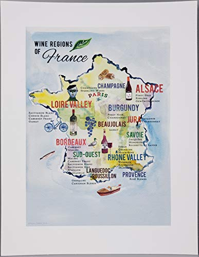 Nancy Nikko Französische Weinkarte, Regionen Frankreichs, 216 mm x 280 mm