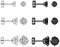 6 Pairs 18G/1mm Stainless Steel Black Tiny Cubic Zirconia Studs Earrings for Women Men Cartilage Ear Lobe Piercings Helix Set Flat Screw Backs 3mm 4mm 5mm