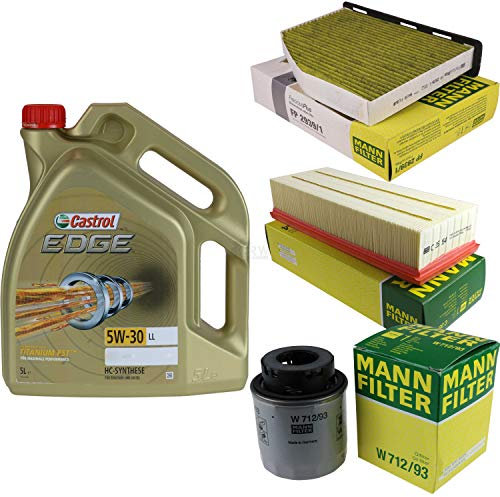 Filter Set Inspektionspaket 5 Liter Motoröl EDGE Titanium FST 5W-30 LL MANN-FILTER Innenraumfilter Luftfilter Ölfilter