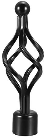 sourcing map Curtain Rod Finials Iron Cap End for 28mm Drapery Pole Black 150mm X 56mm