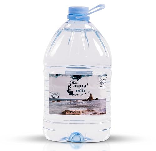 Agua de Mar hipertónica 5 litros - Envase Plástico Libre de Bisfenol A y Ftalatos - Aqua de Mar - Múltiples beneficios - Captada en Parque Natural Cabo de Gata - Agua de mar para beber