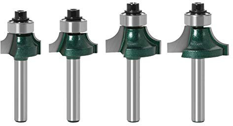 Bestgle 4pcs 1/4 Shank Round Over Corner Rounding Edge-Forming Edging Router Bits, 5/16 3/16 1/4 1/8 Radius Woodworking Milling Cutter Tool