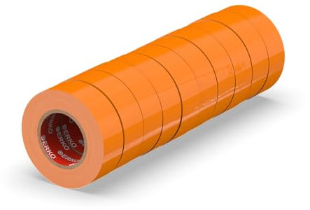ERKO Isolierband Orange 15mm x 10m Set 10 Stück Hochflexibles PVC Elektroisolierband - Stark klebend, Chemiebeständig, Wasserfest - Professionelles Elektrikerband für Leitungen & Kabel bis 6kV