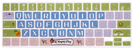 MMDW Silicone Magic Keyboard Cover Skin for iPad Pro 12.9 Inch Magic Keyboard(4nd Generation) 2020 Model MXQU2LL/A,for iPad Pro 12.9 Keyboard Protector Accessories,Happy Day
