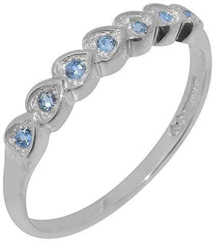 Luxus Damen Ring Solide Sterling-Silber 925 mit Aquamarin - Größe 62 (19.7) - Verfügbare Größen : 47 bis 68