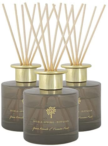 Nicola Spring Green Pomelo & Passion Fruit Scented Reed Diffuser - 200ml - Pack of 3 - Aromatherapy 6 Sticks Air Freshener Home Fragrance Diffuser Fragrant Gift Set for Kitchen, Bathroom, Home