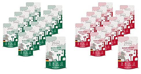 MjAMjAM Quetschie - deliziöses Rentier mit Hühnchen an leckeren Möhrchen 12x125 g, 1er Pack (1 x 1500 g) & Quetschie - Hirsch und Truthahn an Cranberries 12x125 g, 1er Pack (1 x 1500 g)