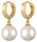 Nenalina Creolen Silber 925 Damen Ohrringe mit Perle vergoldet (10 mm)