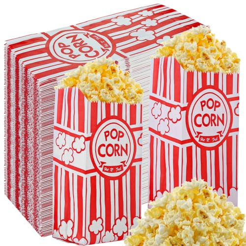 500 Stück Popcorntüten für Partys | Einweg-Papier-Popcornhüllen, klein, 28 g, ideal für Weihnachten