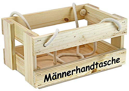 HW HOLZKISTEN-WELT Männerhandtasche aus Holz Natur - Bierträger Flaschenträger Getränketräger Geschenk