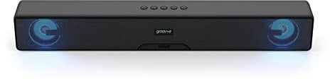 groov e Soundbar 20 - Portable Bluetooth Sound Bar with USB, TF Card, & AUX Playback - Speaker with 20W Power & Super Bass - LED Light Mode, Rechargeable Battery, Voice Assistant - Black