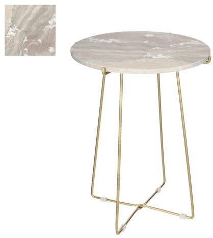 MICA Decorations ALEC Beistelltisch – H 55 x Ø 43 cm – Marmor – Hellrosa, Rosa, H55 X Ø43 cm