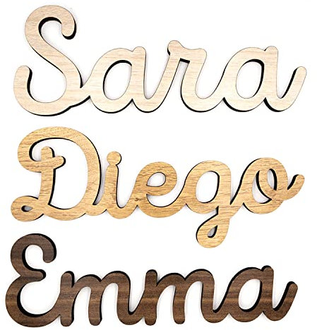 Arluma - Nombre Madera Personalizado - Decoración Habitación Bebe Niño Niña - Regalo Original Nacimiento Bodas Bautizo Comunión Baby Shower Aniversario - Colgar de Pared Puerta - Niños Niñas Bebés