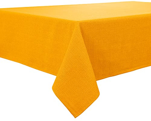 BALCONY & FALCON Rectangle Tablecloth, Wrinkle Resistant and Water Proof Table cloth, Decorative Linen Fabric Tablecloths for Dining, Parties, Kitchen, Wedding and Outdoor Use (Golden, 145x215cm)