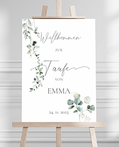 Manschin-Laserdesign Willkommensschild Aluverbund personalisiert - Made in Germany - Welcome Willkommen Schild für Taufe, Geburtstag, Firmung, Kommunion, Konfirmation (45x30cm)